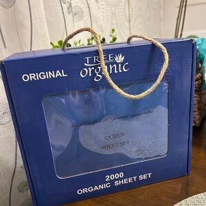 Tree Organic 100% organic cotton Blue Queen Sheet Set nwt